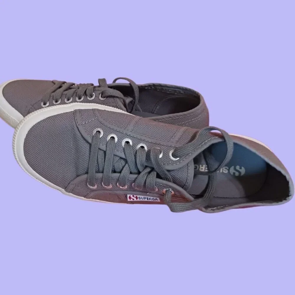Superga 2750 Cotu Classic Grey Sage Canvas Lace-Up Sneakers Size 9.5